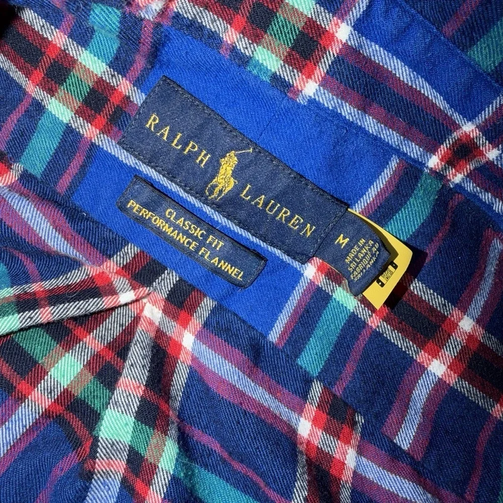 Ralph Lauren Classic Fit Performance Flannel Long Sleeve Plaid Shirt Mens M Polo